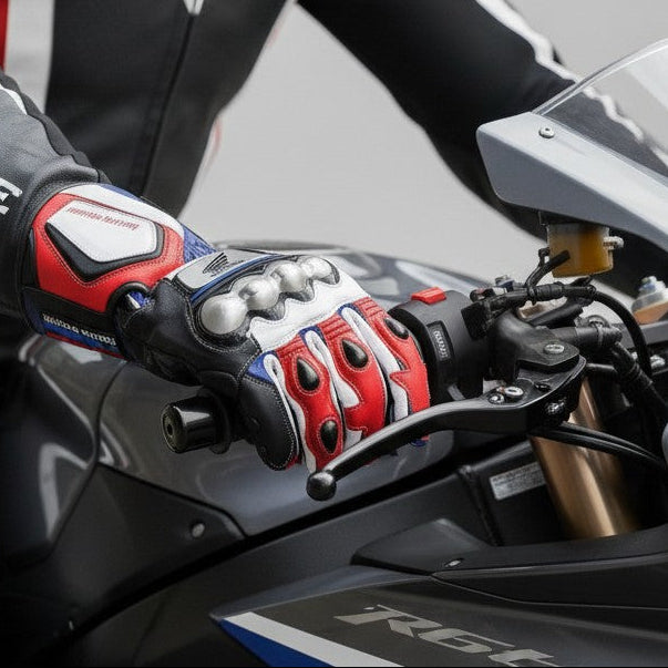 Honda HRC motorcycle racing leather gloves