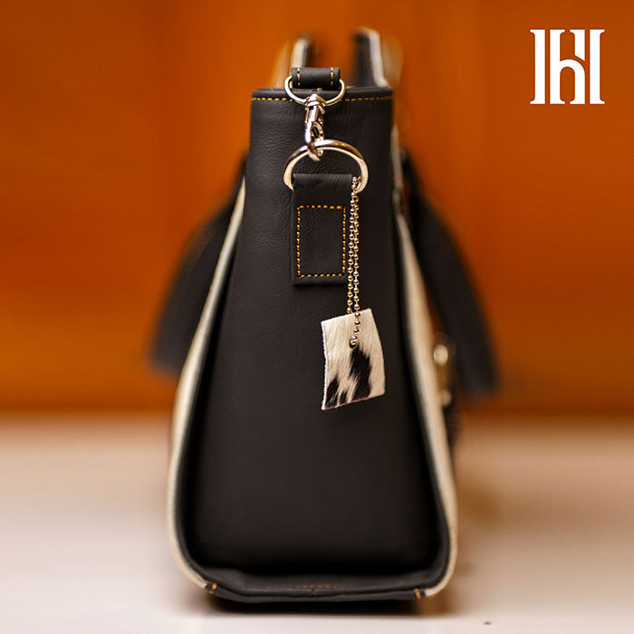 Hair on leather handbag, women&#39;s leather bag