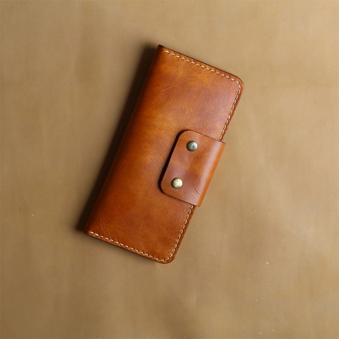LONG WALLET (DARK TAN) — Premium Leather Long Wallet - Himi Leathers