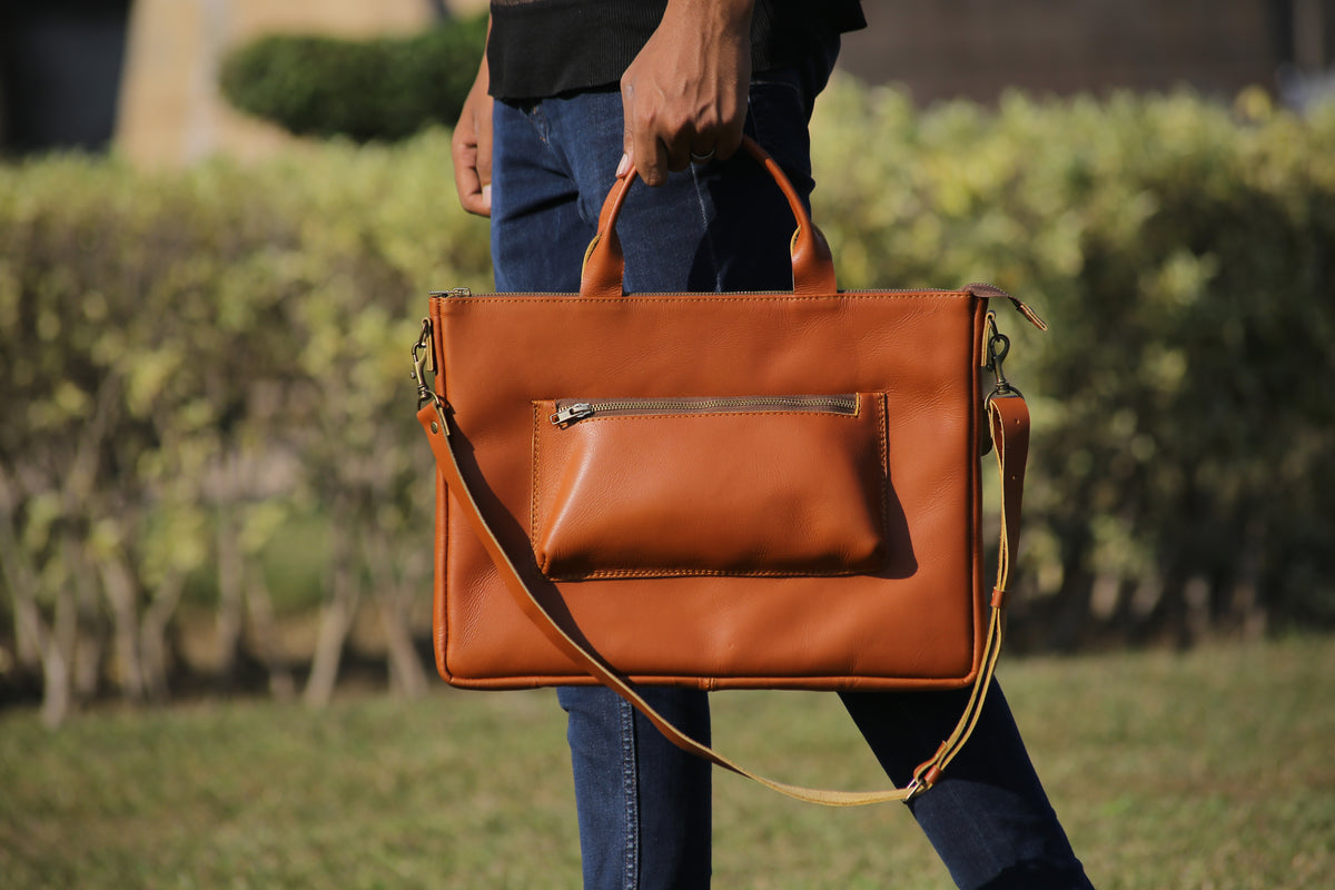 Ladies leather laptop Tote bag