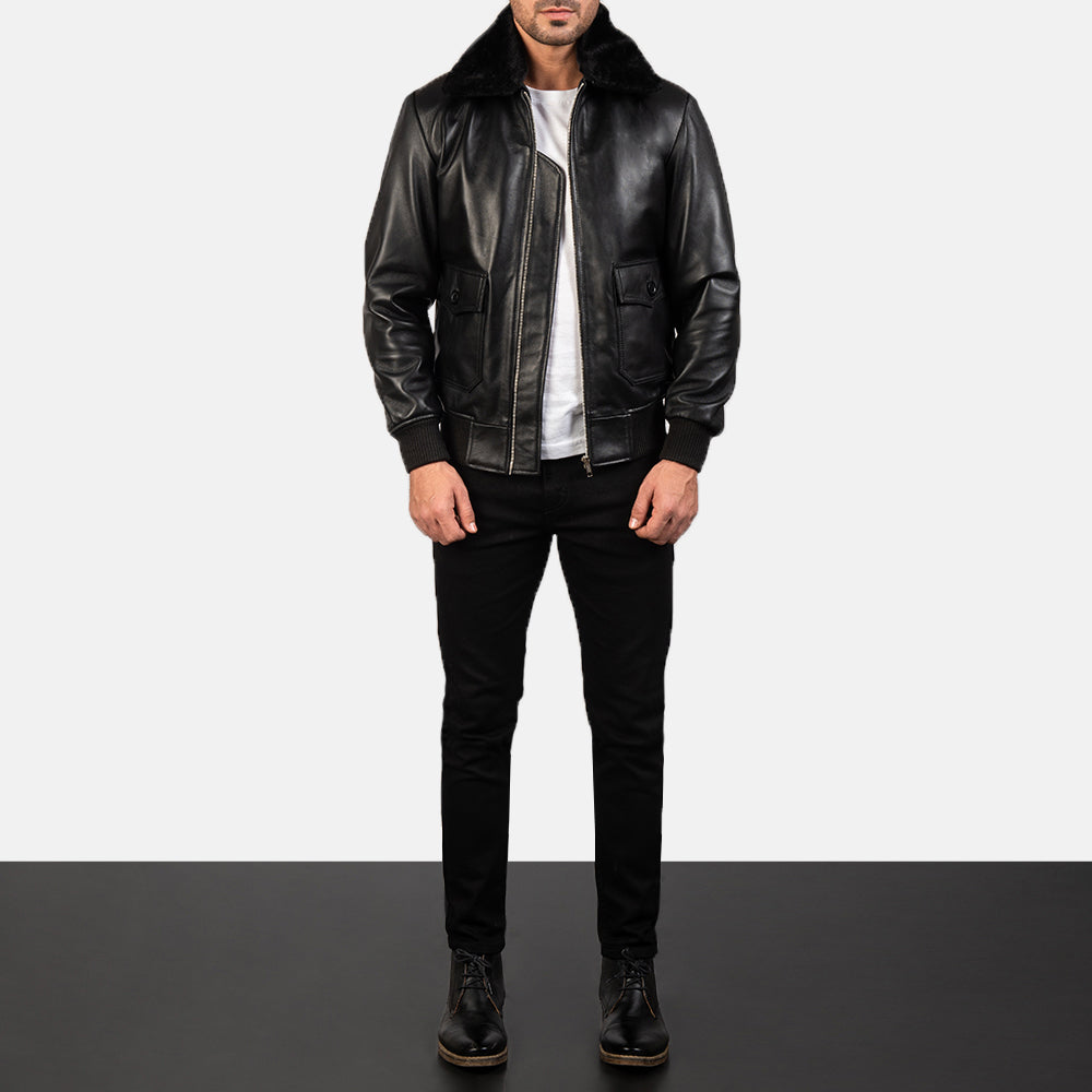 Airin G-1 Black Leather Bomber Jacket for men’s