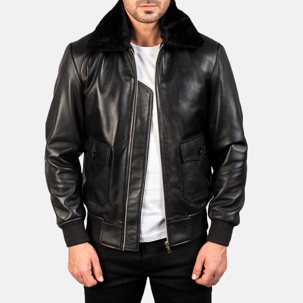 Airin G-1 Black Leather Bomber Jacket for men’s