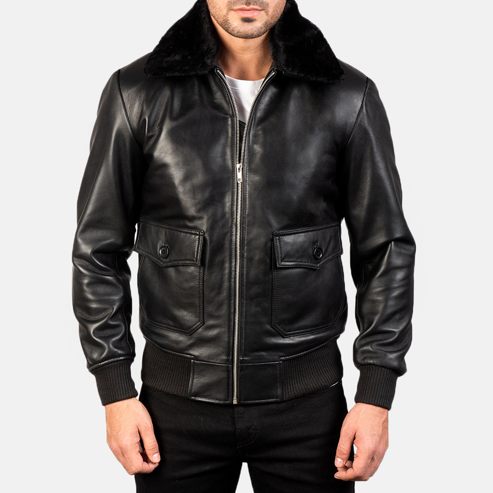 Airin G-1 Black Leather Bomber Jacket for men’s