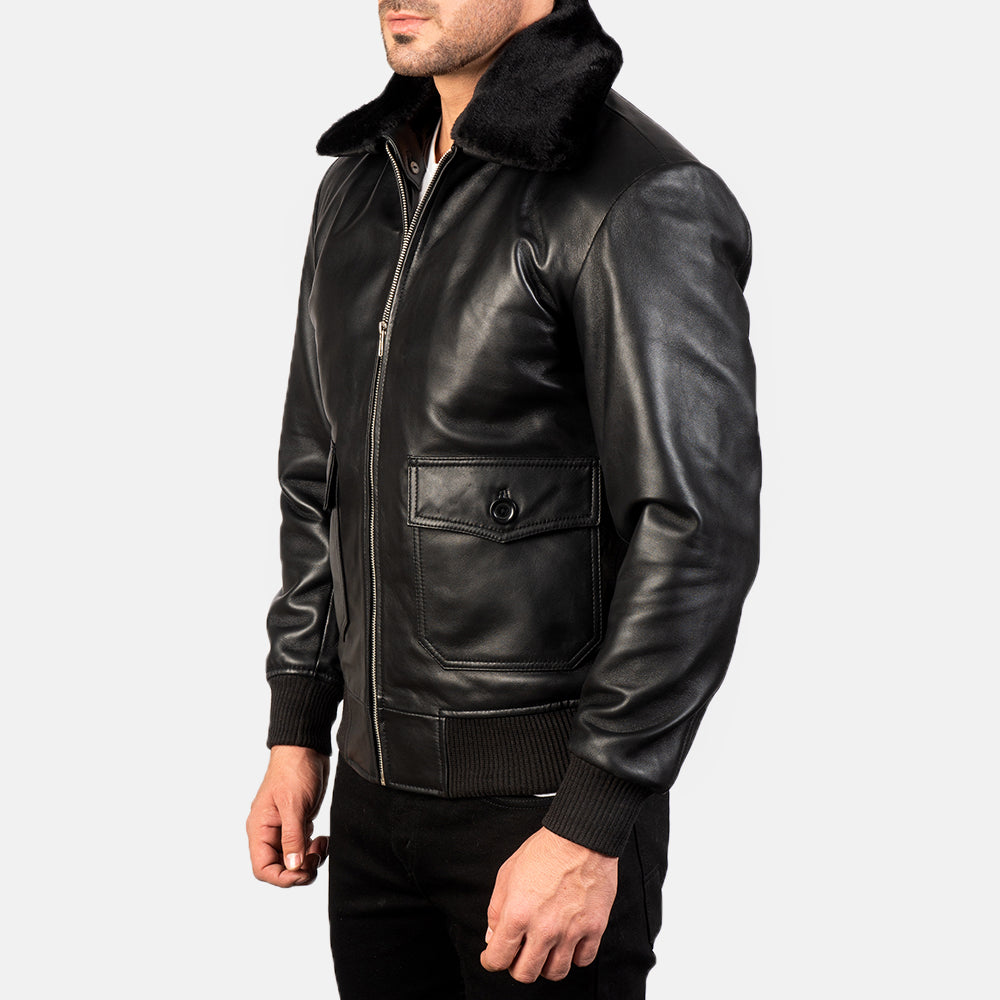 Airin G-1 Black Leather Bomber Jacket for men’s