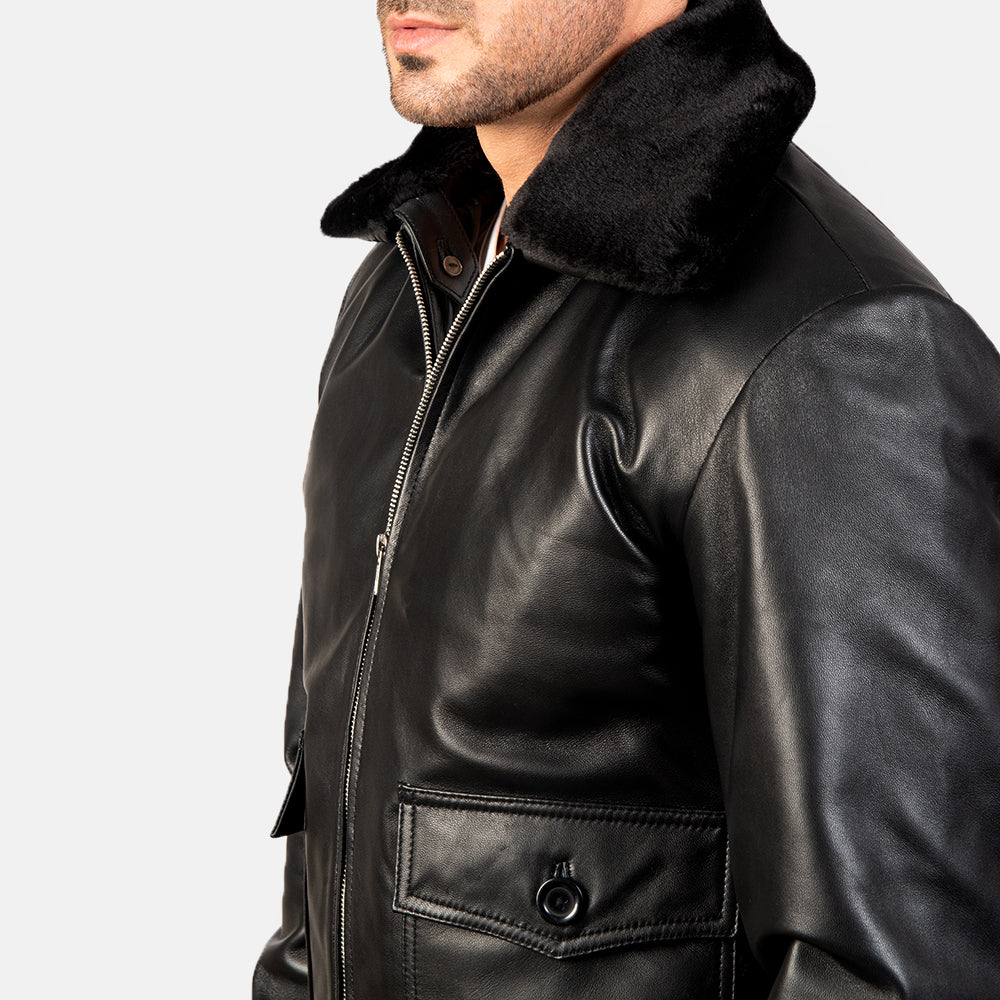 Airin G-1 Black Leather Bomber Jacket for men’s