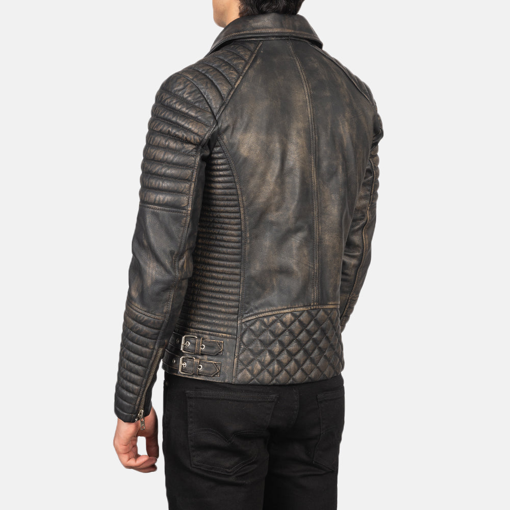 Armand Distressed Brown Leather Biker Jacket for men’s
