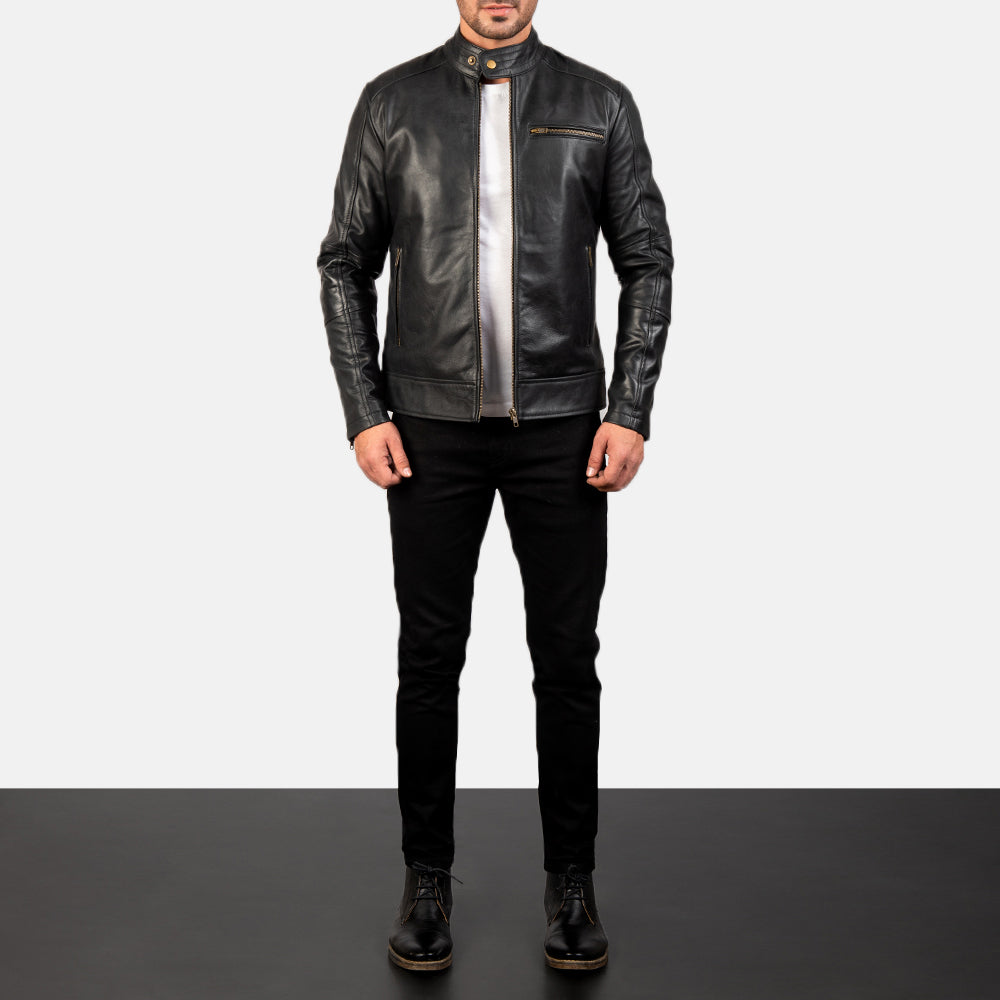 Dean Black leather Biker jacket for men’s