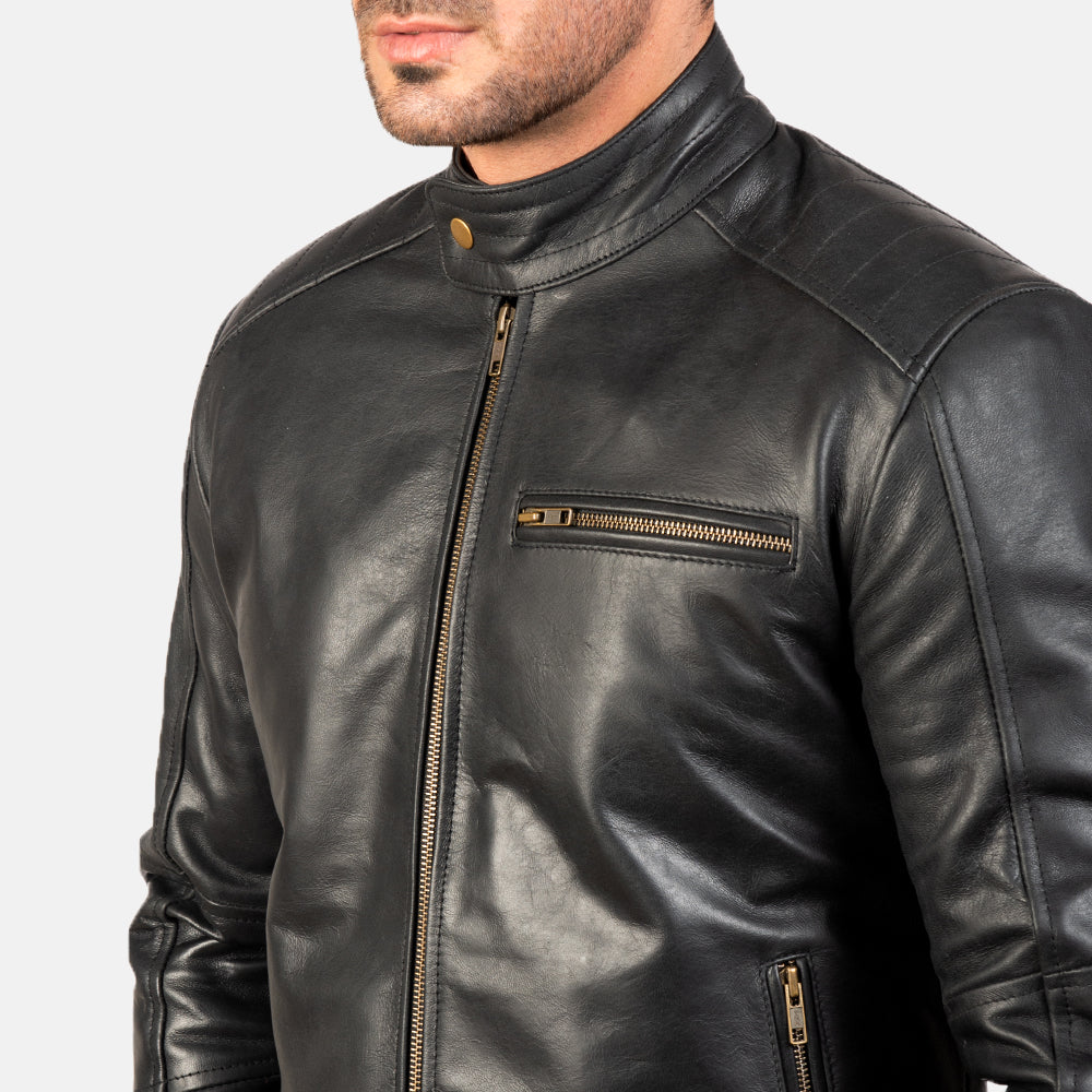 Dean Black leather Biker jacket for men’s