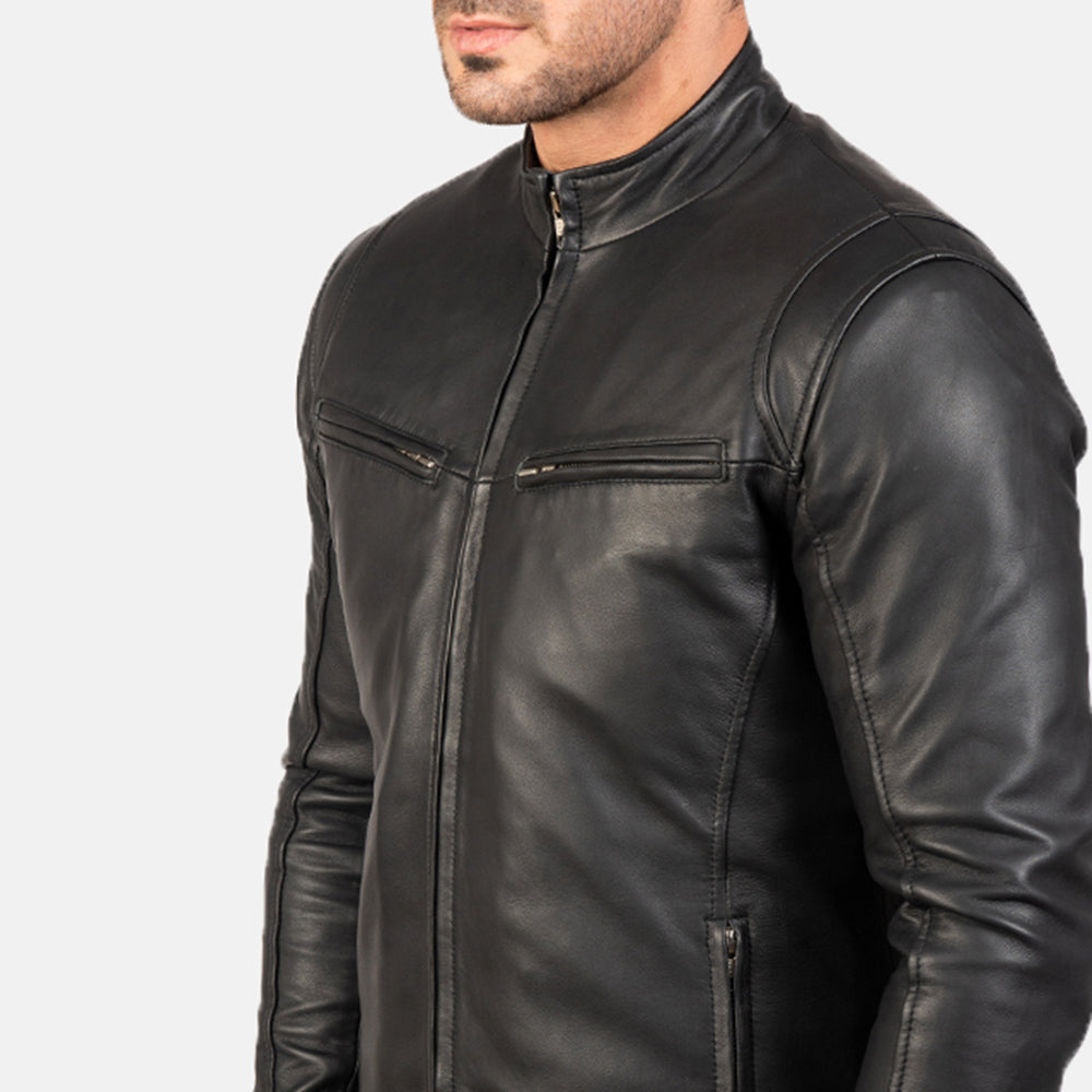 Ionic Black Leather Jacket for men&#39;s