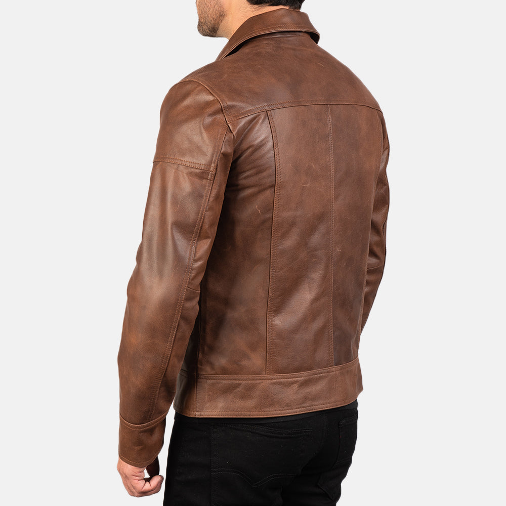 Lavendard Brown Leather Biker Jacket for men’s, Leather Jacket mens