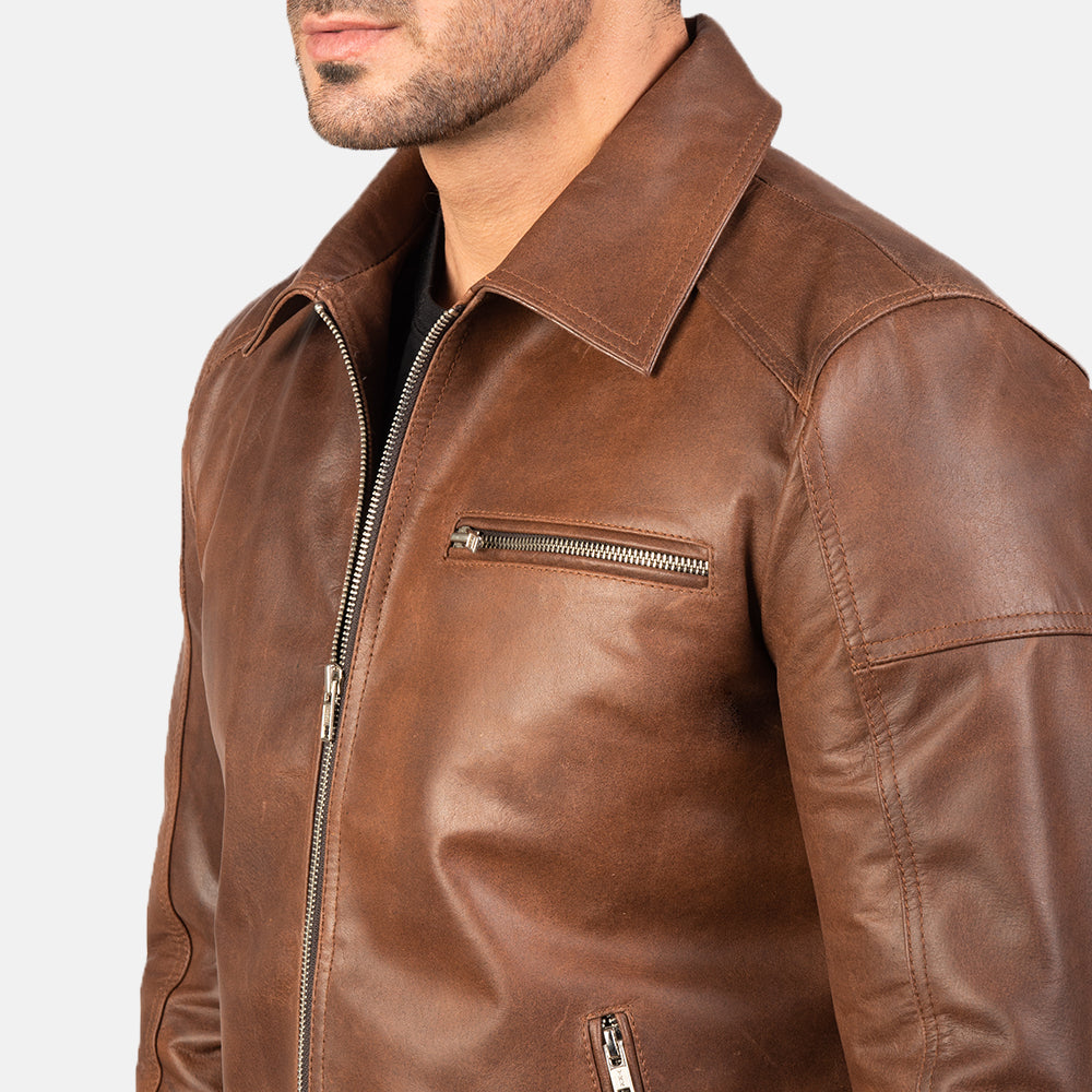 Lavendard Brown Leather Biker Jacket for men’s, Leather Jacket mens