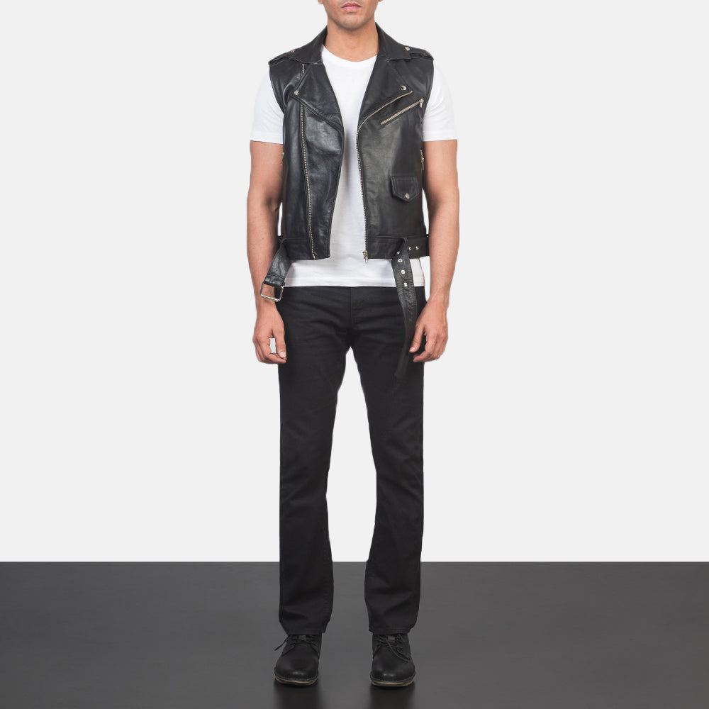 Leather biker jacket for men&#39;s