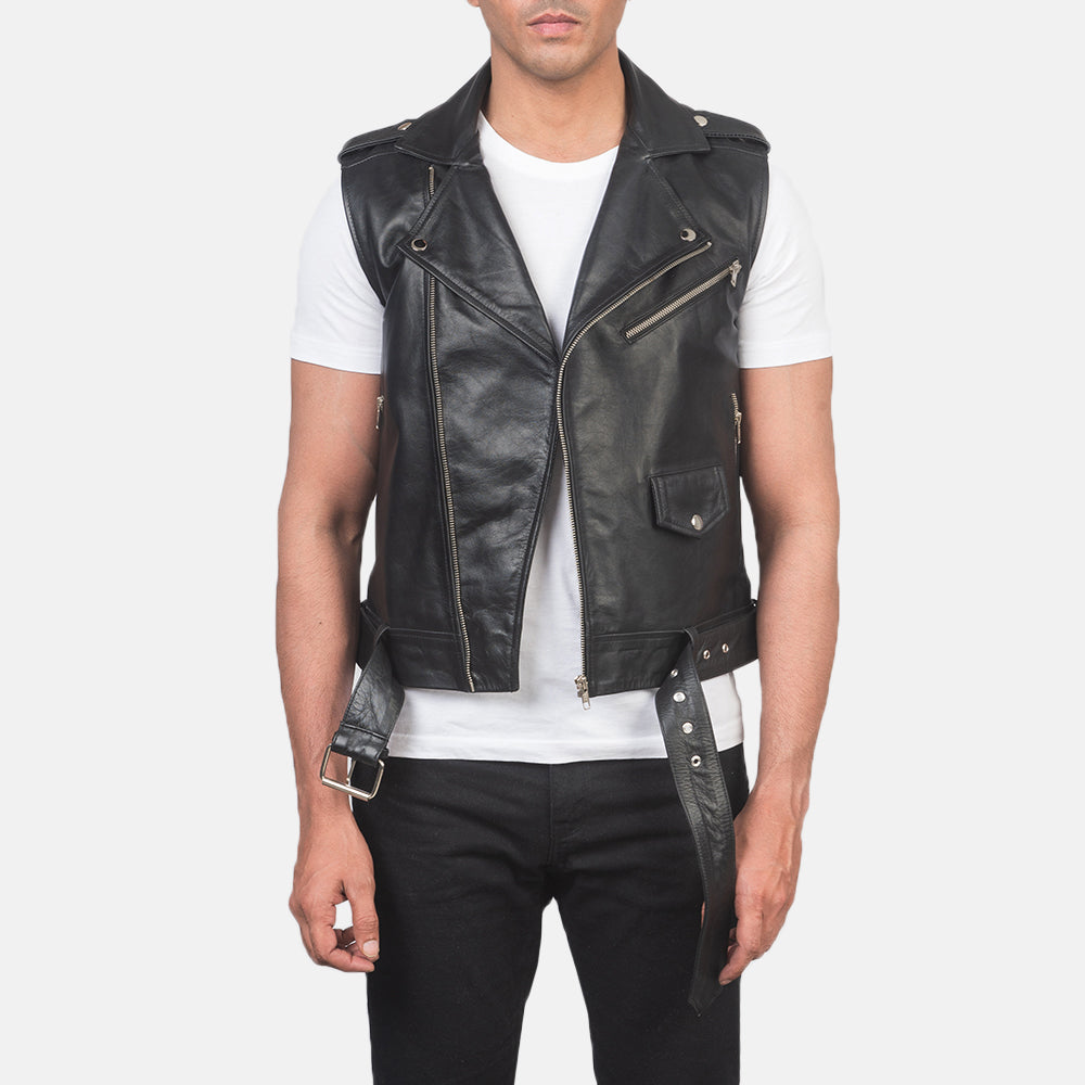Leather biker jacket for men&#39;s