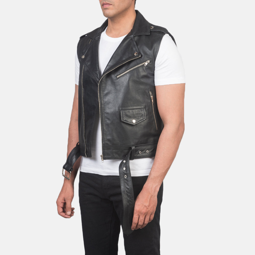 Leather biker jacket for men&#39;s