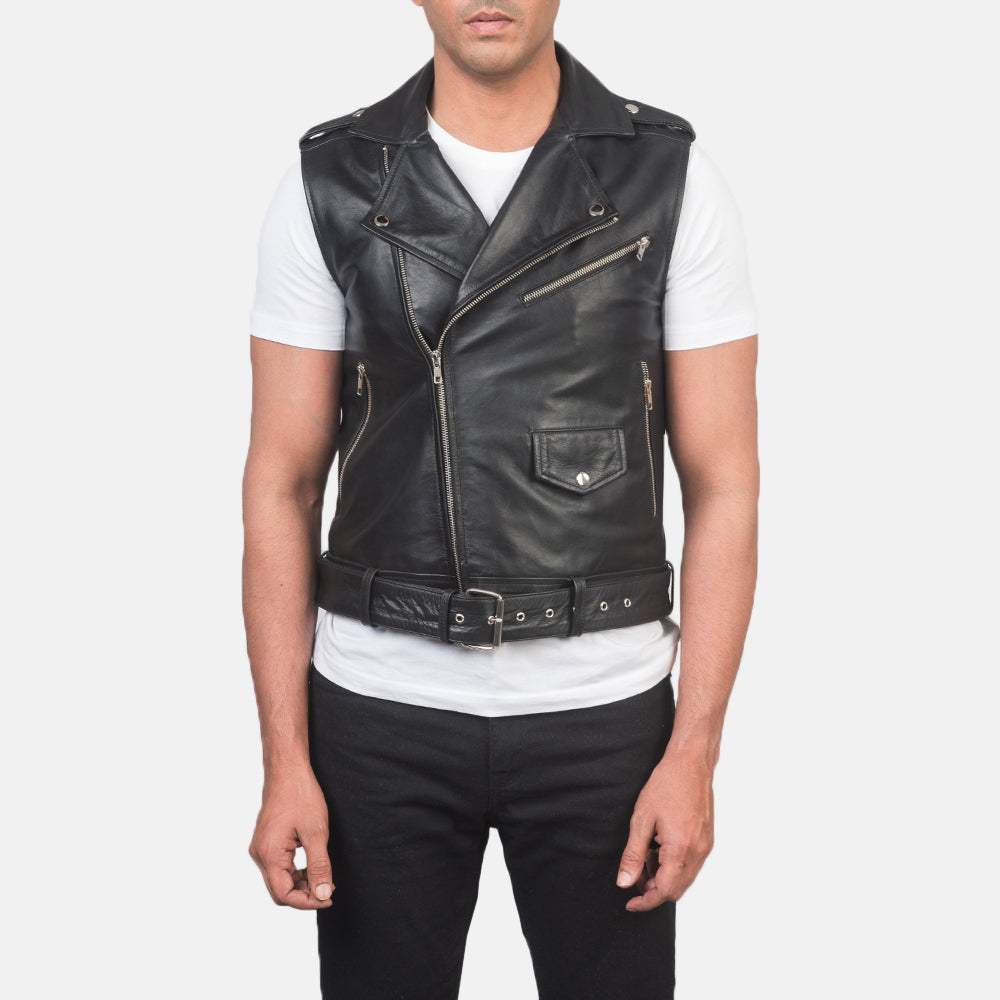Leather biker jacket for men&#39;s