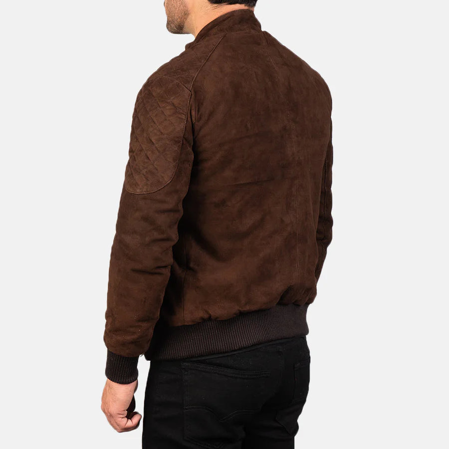 Charcoal Brown Suede Biker Jacket For Men’s