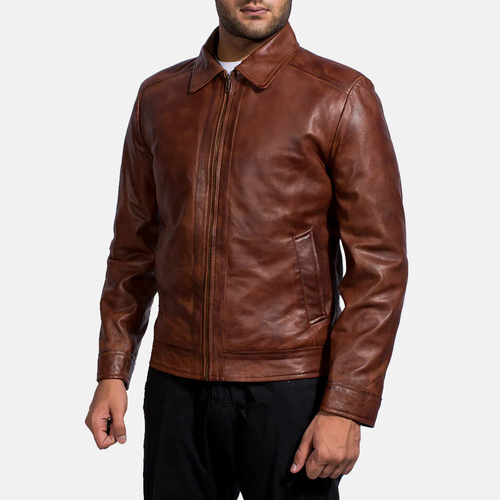 Inferno Brown Leather Jacket for men&#39;s