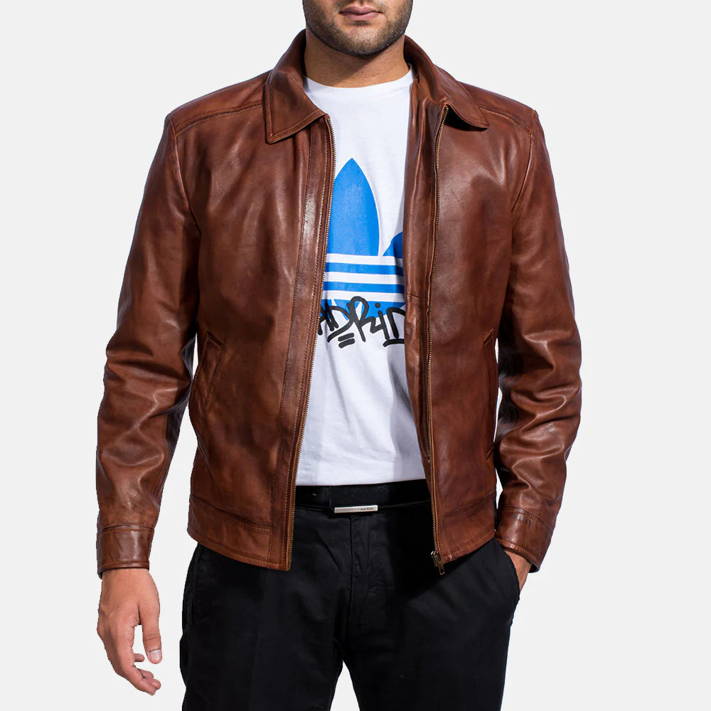 Inferno Brown Leather Jacket for men&#39;s