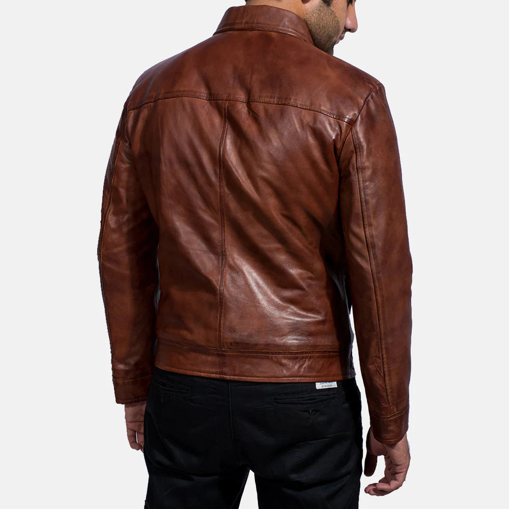 Inferno Brown Leather Jacket for men&#39;s