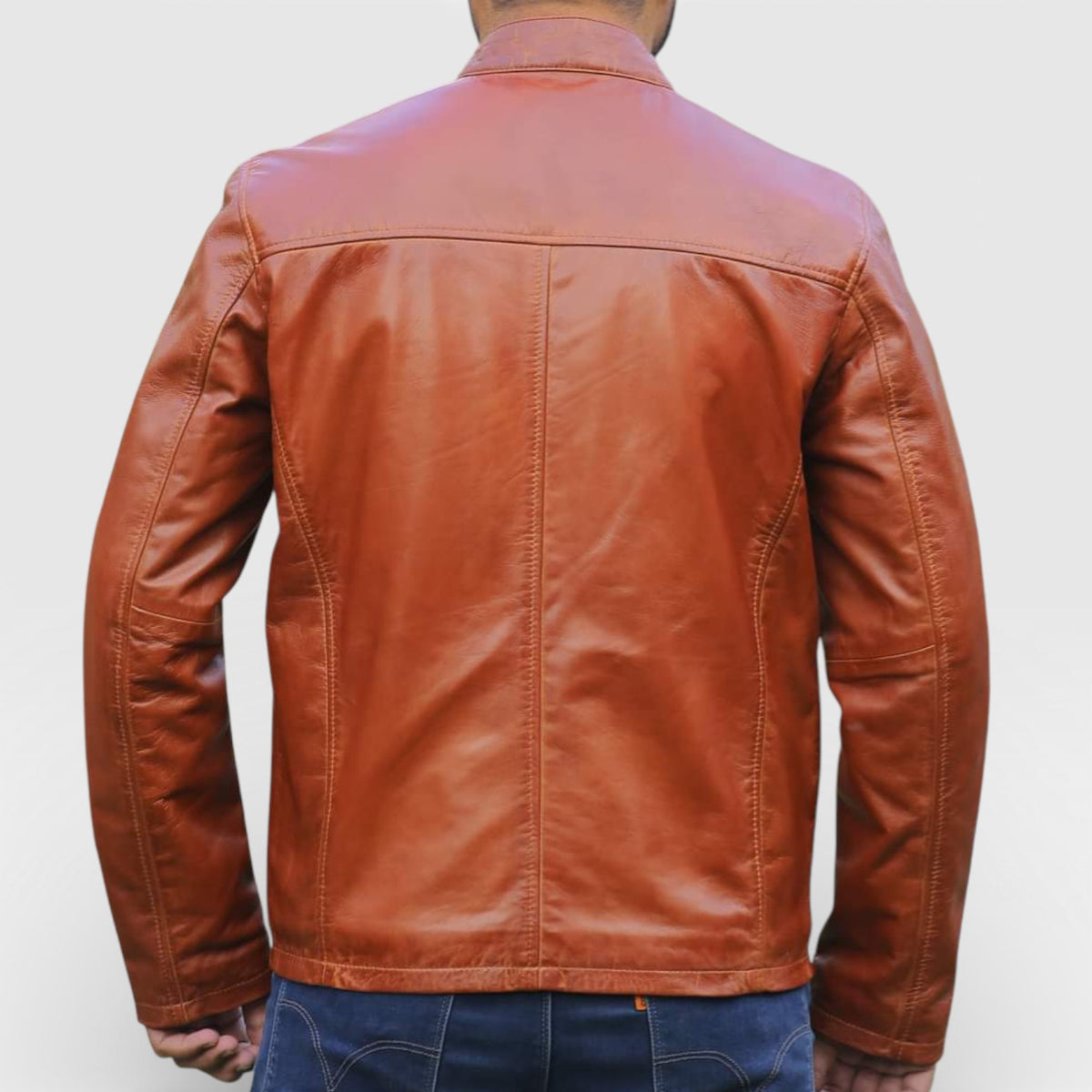 Men's Premium Full-Grain Tan Leather Jacket