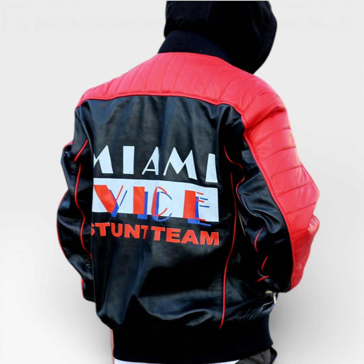 Miami Vice Stunt Leather Bomber Jacket