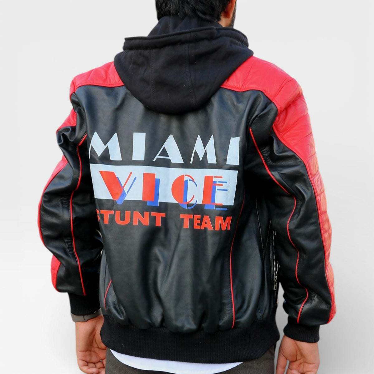 Miami Vice Stunt Leather Bomber Jacket