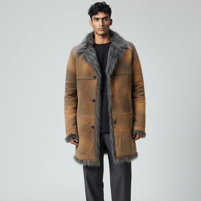 Luxurious Toscana Shearling Fox Fur Long Coat