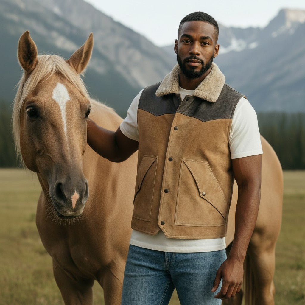 Men’s Western Cowboy Style Suede Leather Vest