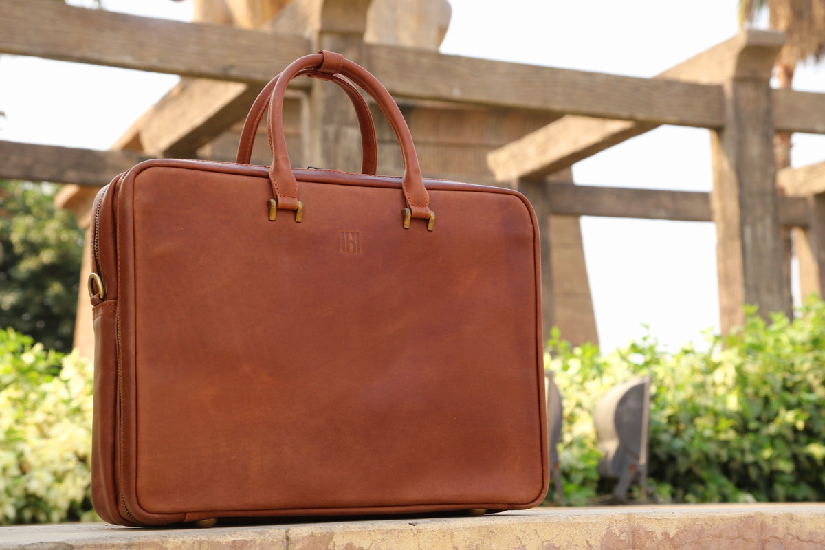  Professional Double Compartment Leather Laptop Bag | Office & Travel 