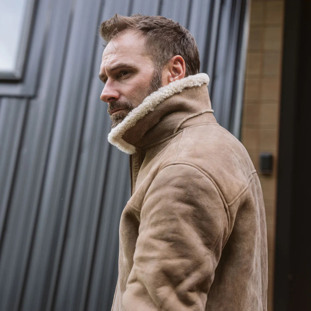 Shearling Leather Bomber Jacket