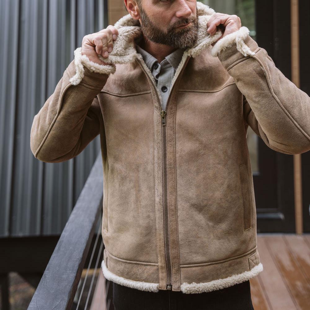 Shearling Leather Bomber Jacket