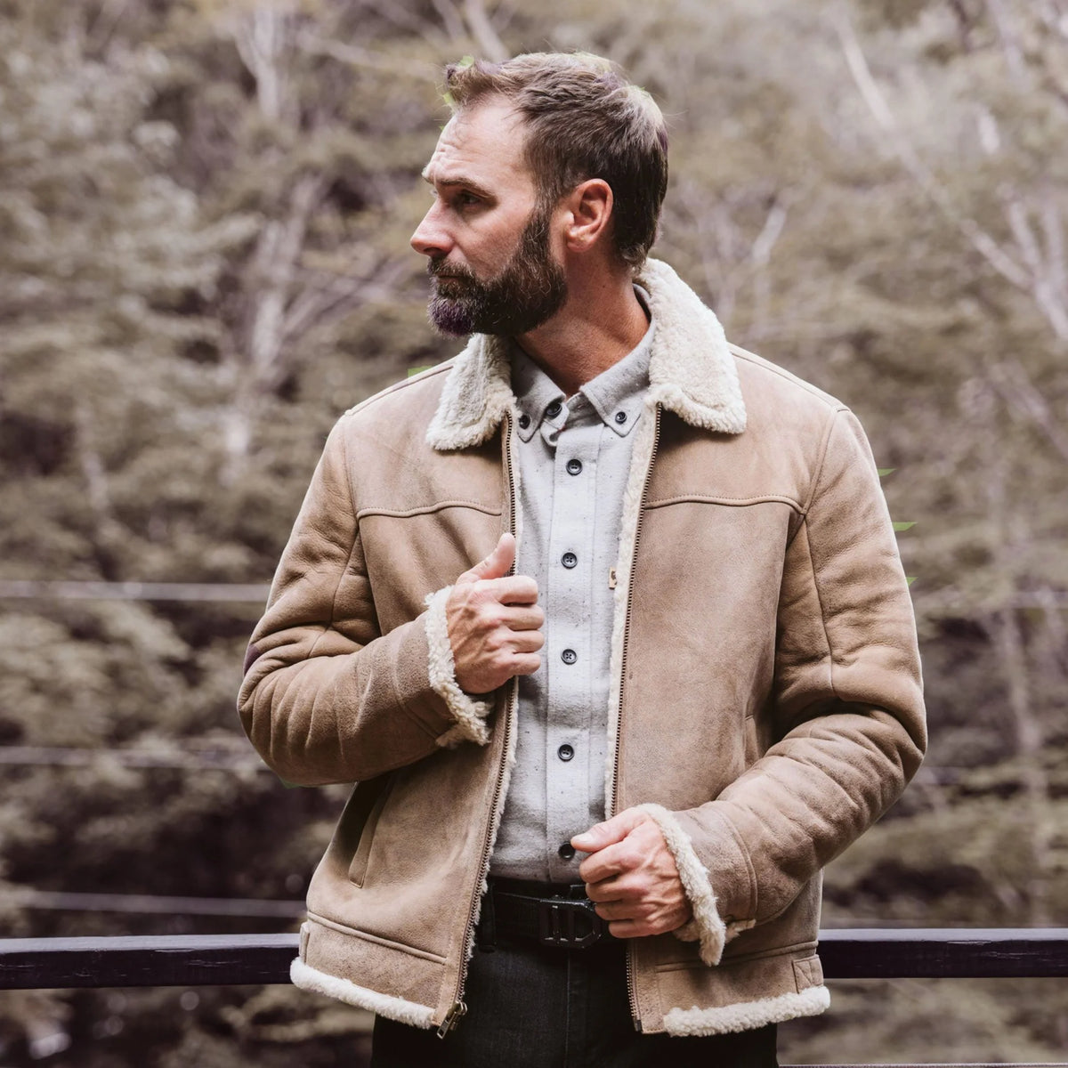 Shearling Leather Bomber Jacket