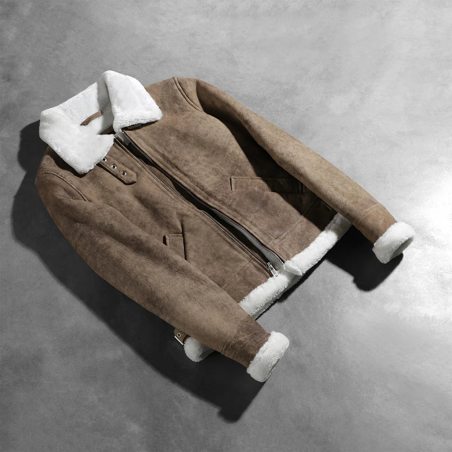 Women's B-3 Distressed Brown Leather Bomber Jacket