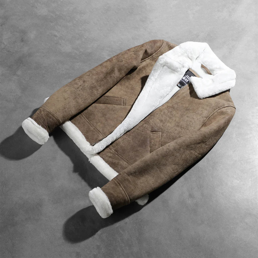 Women's B-3 Distressed Brown Leather Bomber Jacket