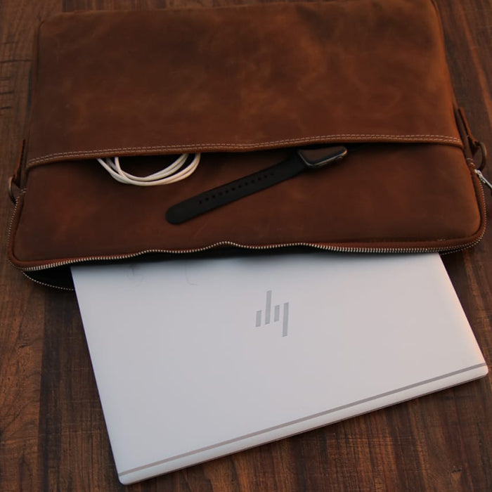 Slim Leather Laptop Sleeve Bag
