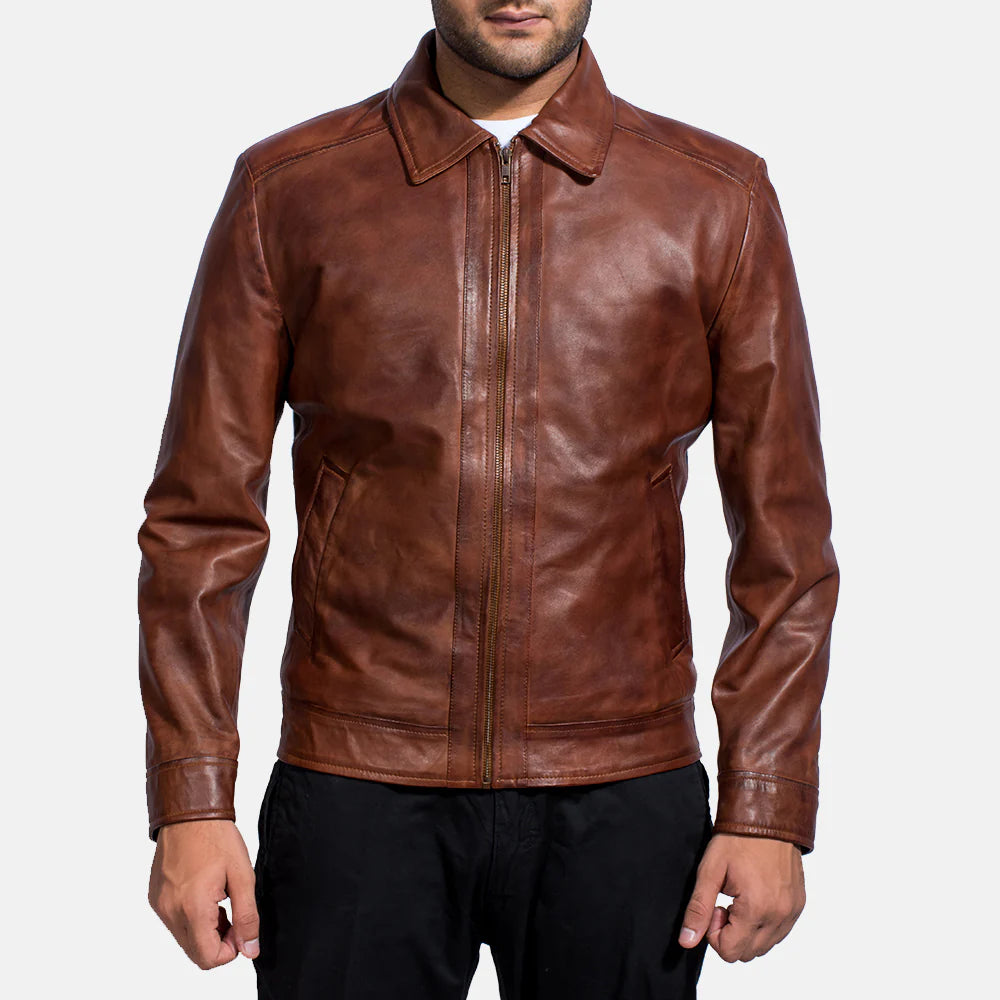 Inferno Brown Leather Jacket for men&#39;s
