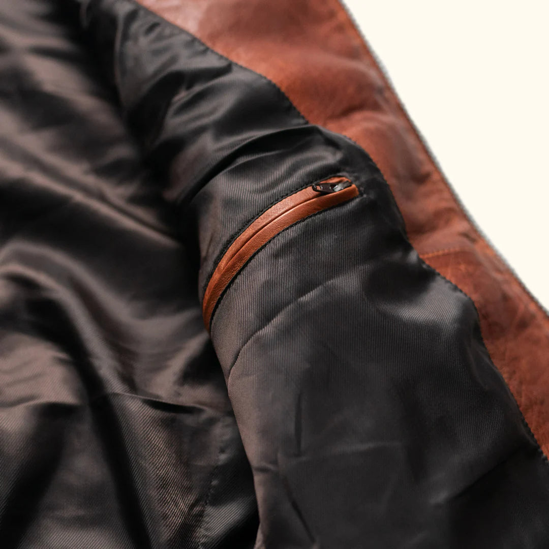 Brown Leather Puffer Vest