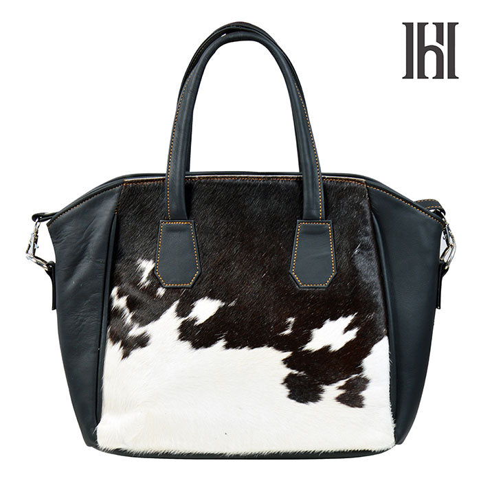 Textured Hair-On Leather Tote Bag for Women