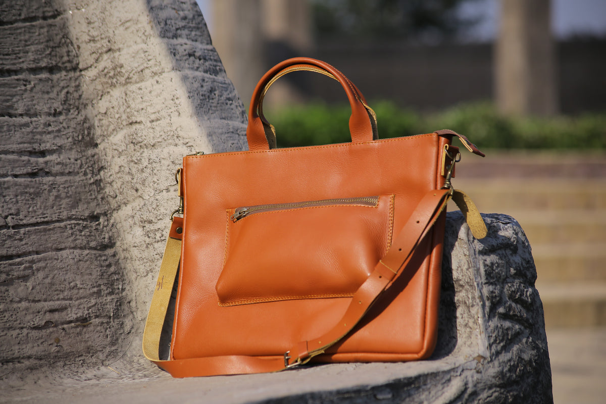 Ladies leather laptop Tote bag