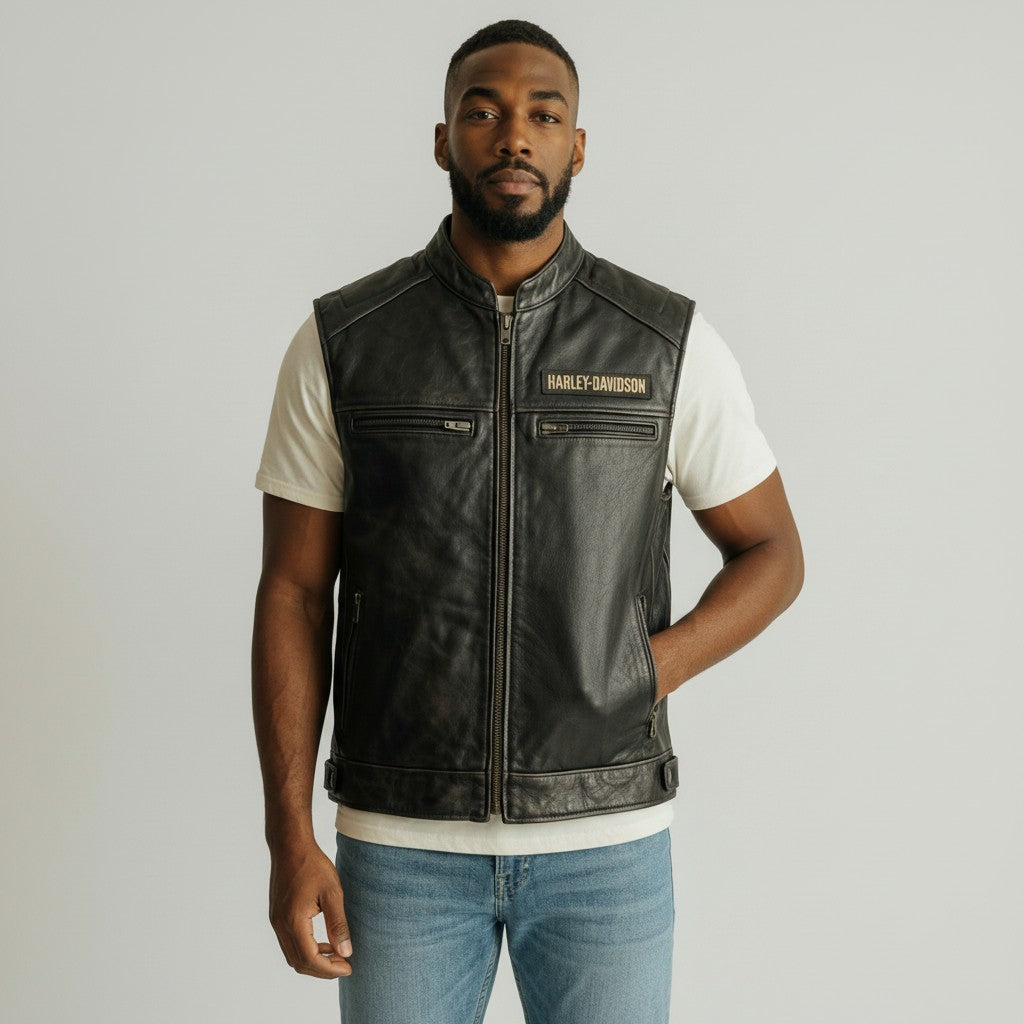 Harley-Davidson Men's Passing Link Leather Vest