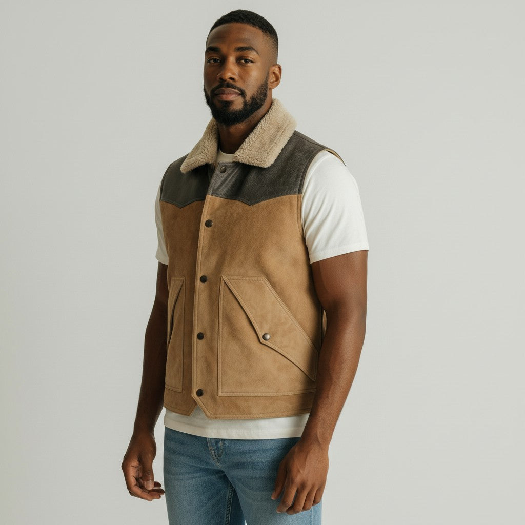 Men’s Western Cowboy Style Suede Leather Vest
