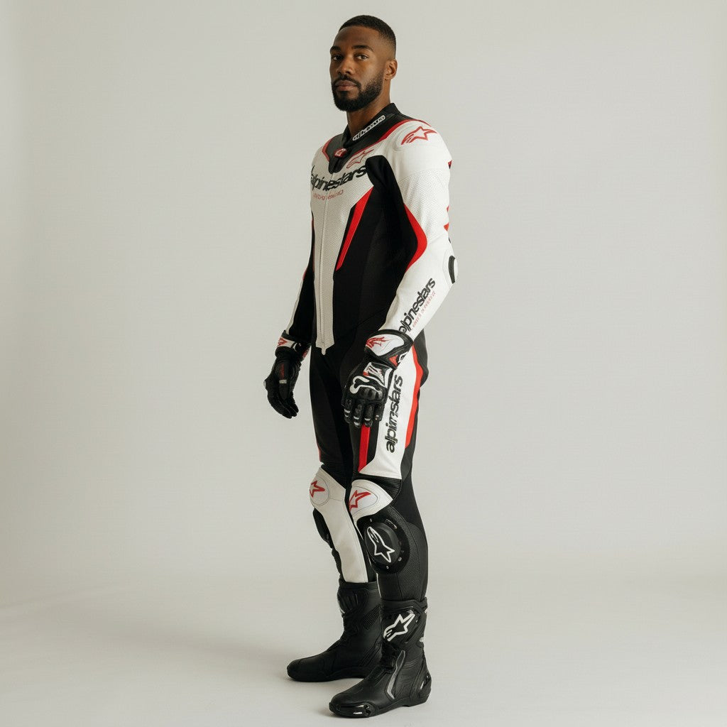 Alpinestars GP Force V2 One-Piece Racing Leather Suit | Black White Red