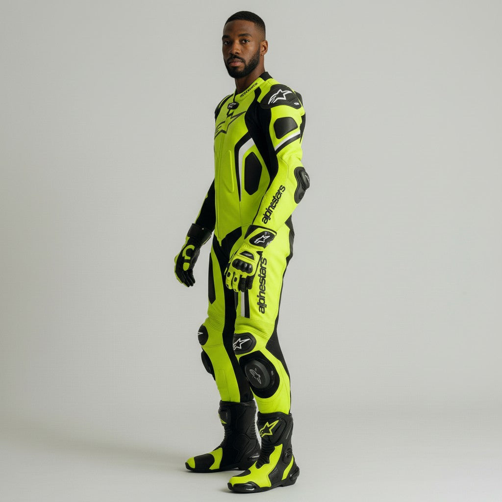Alpinestars GP Tech V5 One-Piece Racing Leather Suit | Neon Yellow Black