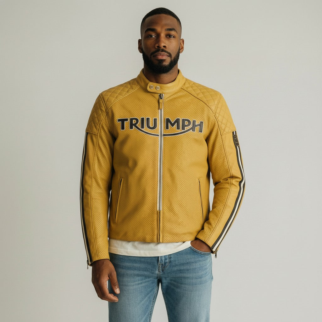 Triumph Braddan Air Race Leather Motorcycle Jacket