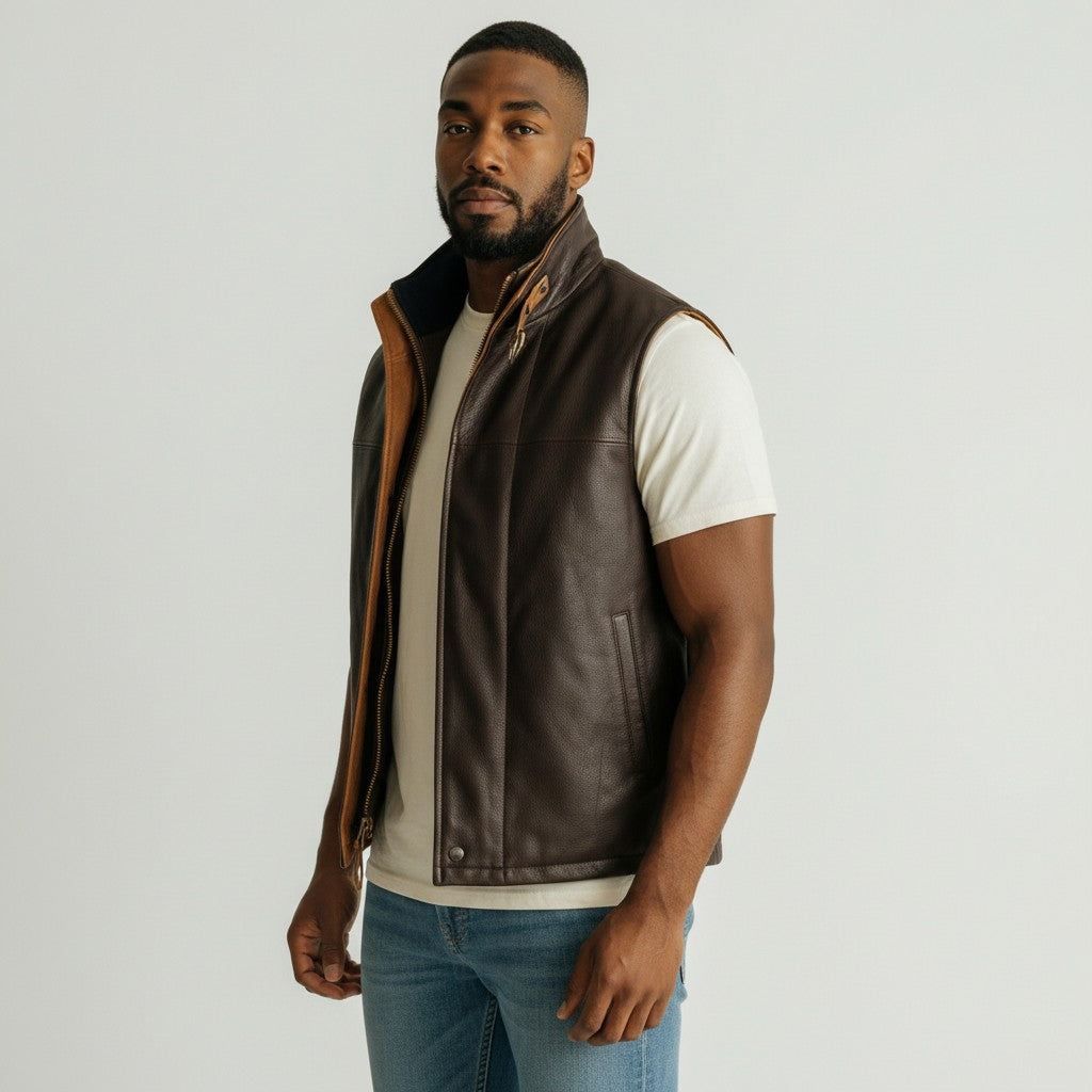 Trekker Classic Men’s Brown Leather Vest