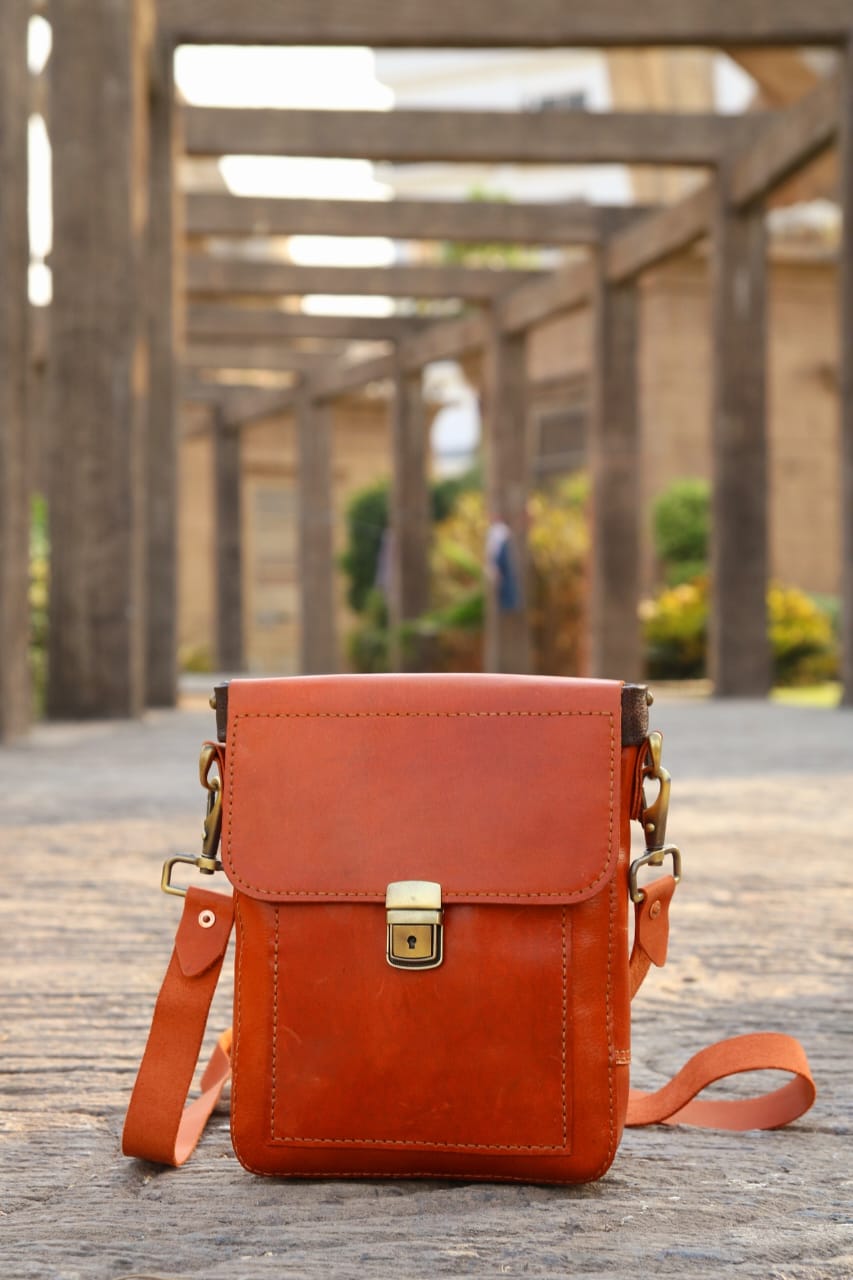 Leather cross body unisex bag, travel bag