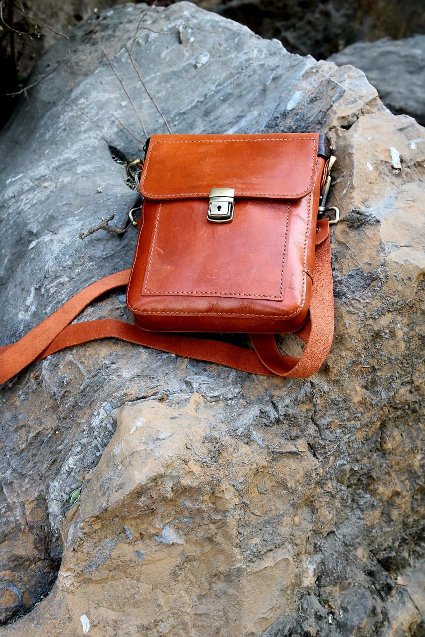Leather cross body unisex bag, travel bag