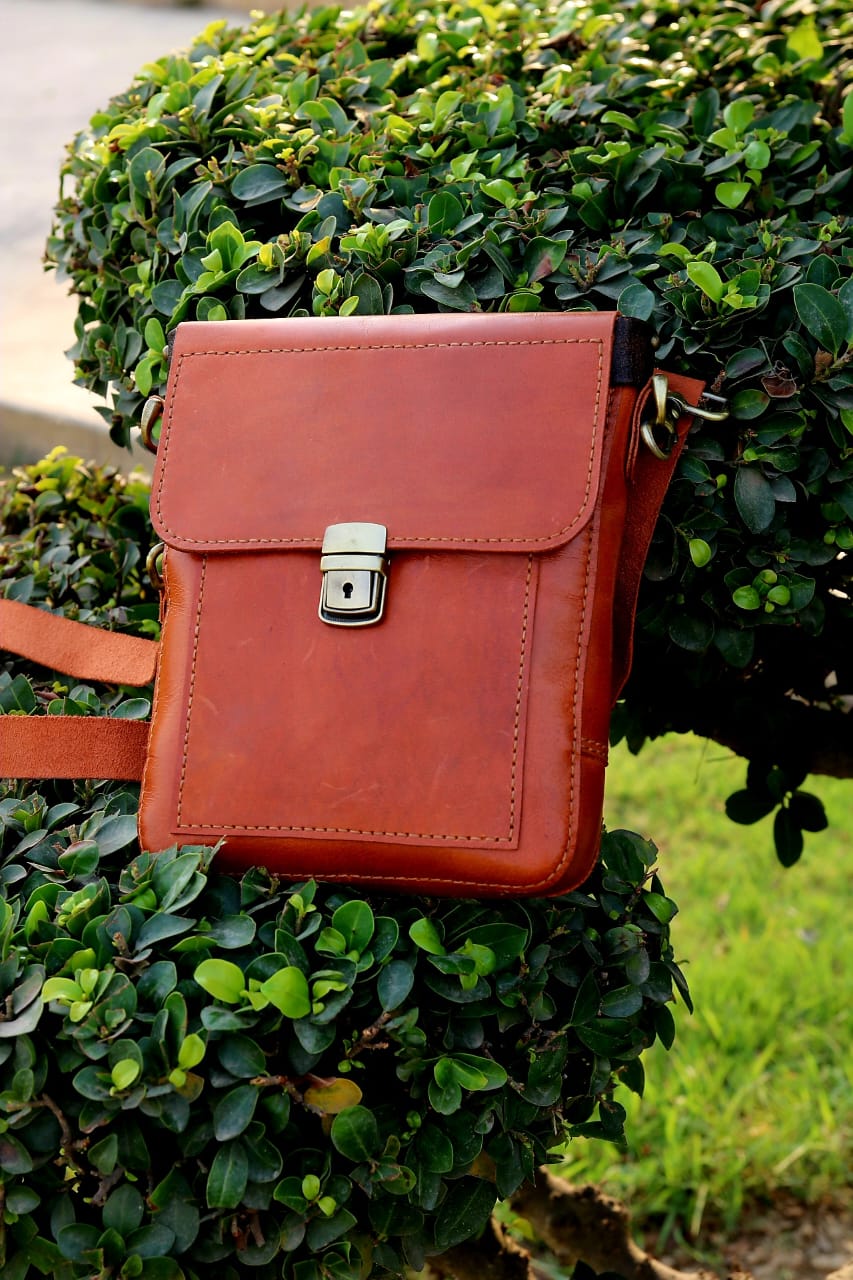 Leather cross body unisex bag, travel bag