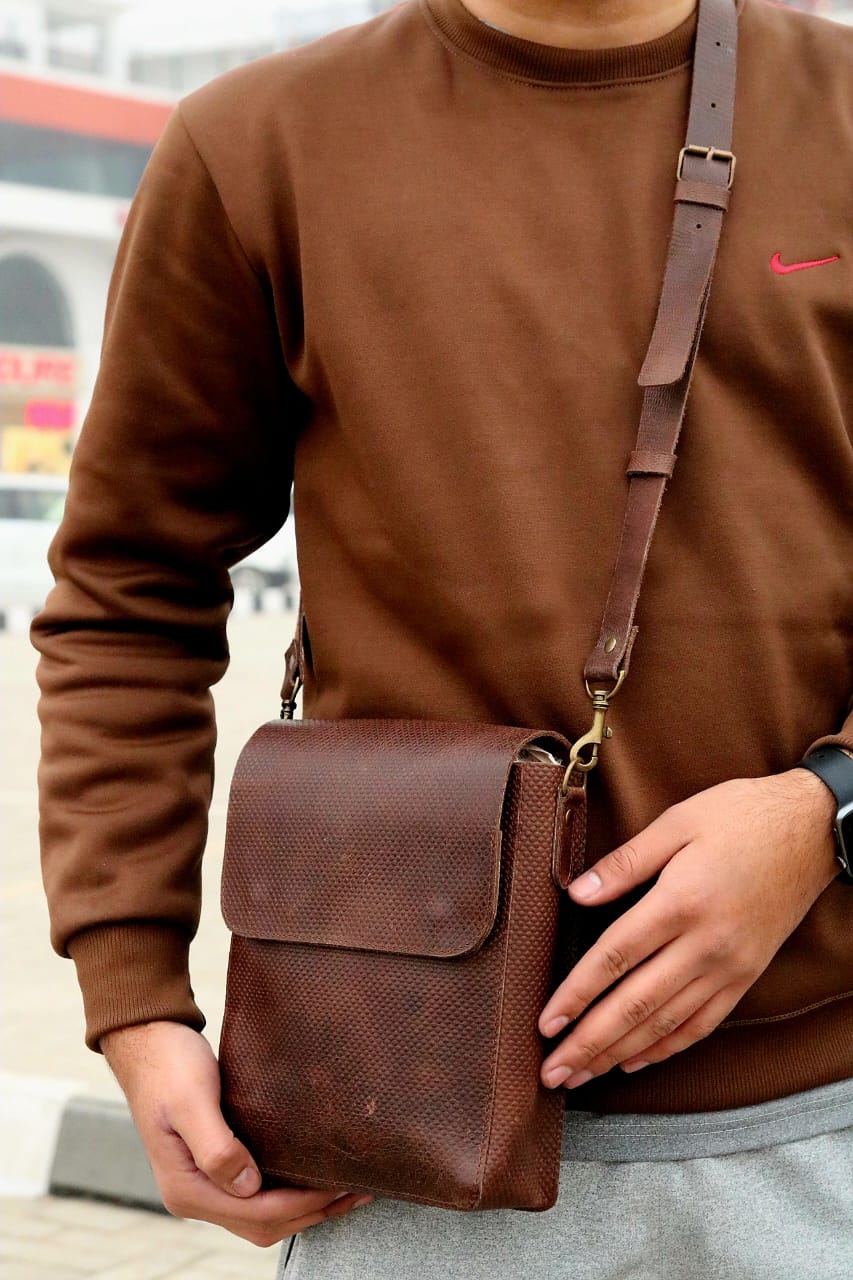 Leather unisex crossbody bag, premium leather crossbody bag