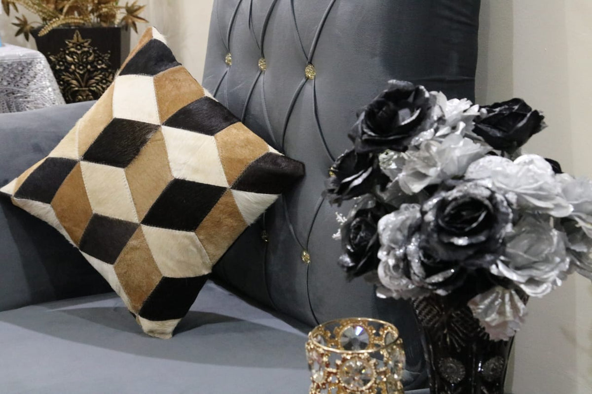 Hair on Leather Cushion Covers